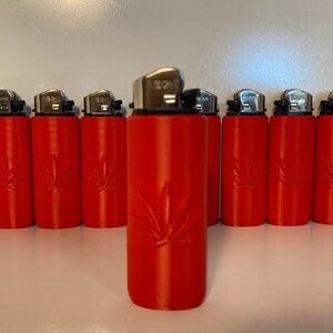 10 Custom Pot Leaf Sleeve with Lighter: R-M2 (Red Matte Finish)